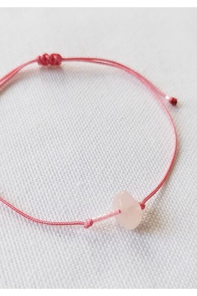 Bella Sera Studio سوار أمنيات بسيط من حجر الكوارتز الوردي الطبيعي