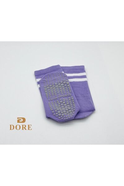 Dore جوارب أرجوانية للجنسين مع نعال مضادة للانزلاق لليوجا والبيلاتس