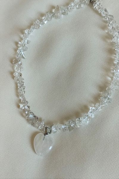 badeaccessories Certified Crystal Quartz Heart Broken Stone Natural Stone Necklace