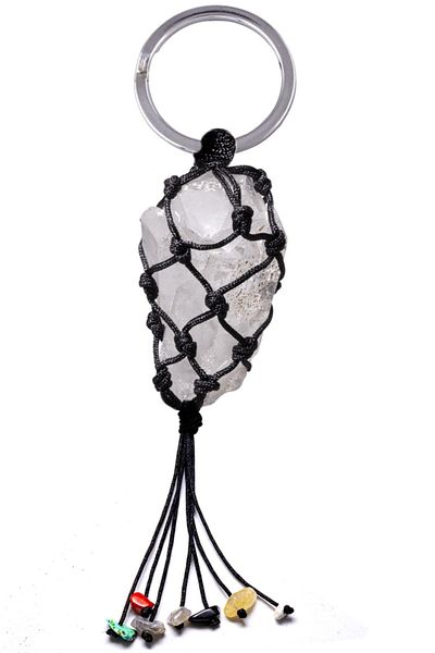 Tesbih Atölyesi 7 Chakra Certified Crystal Quartz Natural Stone Keychain