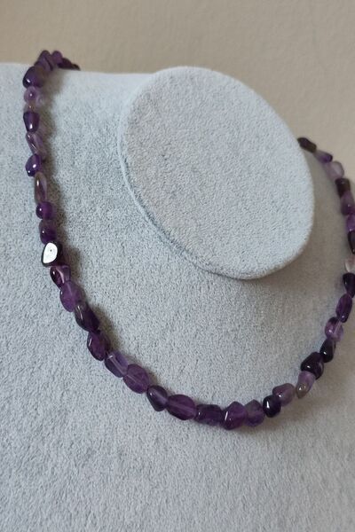 badeaccessories Sertifikalı Ametist Amorf Doğaltaş Kolye