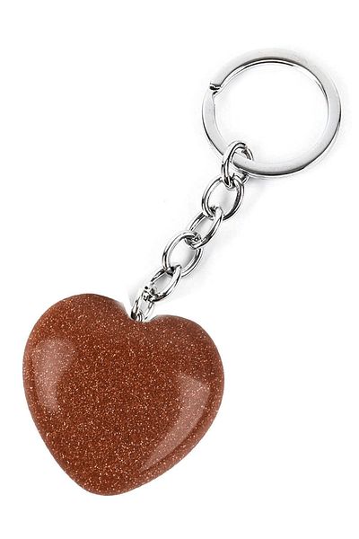 Tesbih Atölyesi Certified Heart Model Brown Star Stone Natural Stone Keychain