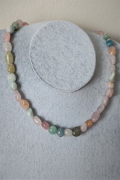 badeaccessories Sertifikalı Morganit Amorf Doğaltaş Kolye