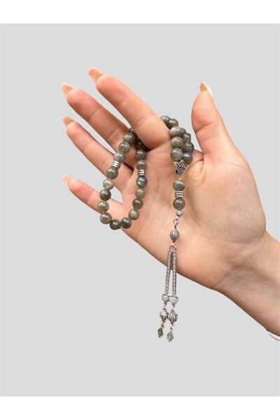 Asya Gems مسبحة من حجر اللابرادوريت الطبيعي مقاس 8 مم