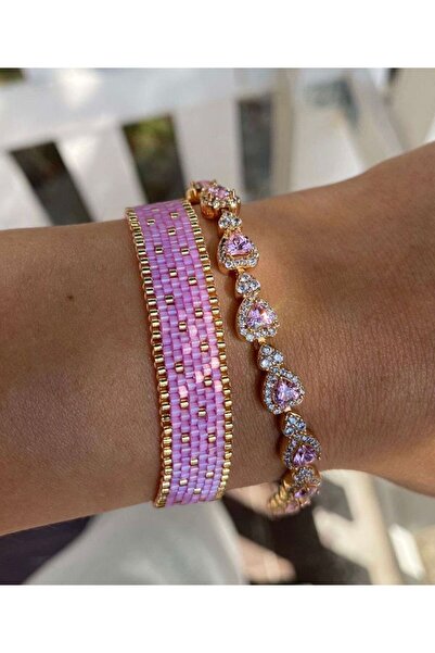 PAYE JEWELRY Pembe Renk Metalik Miyuki Bileklik