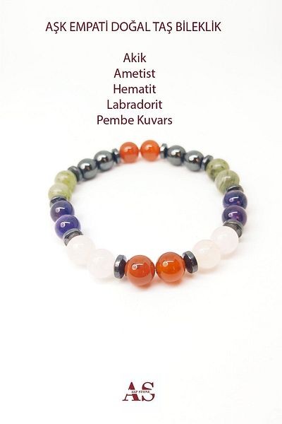 Armis 8 mm Mixed Natural Stone Love and Empathy Bracelet
