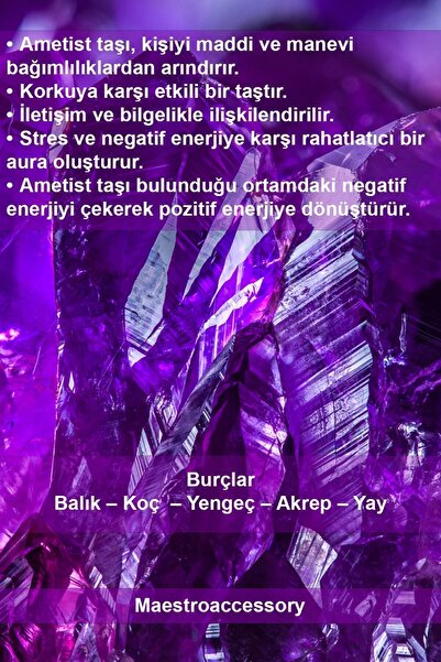 Pablo Shop Ametist Taşı Kolye Hayat Ağacı Doğal Taş Kolye