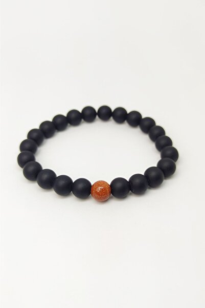Armis Unisex Black Single Stone Star Stone Bracelet - Matte Onyx Brown