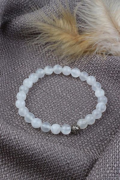 Armis 8 Mm Natural Selenite Stone Bracelet (healing Stone)
