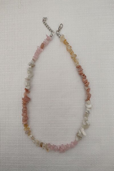 badeaccessories Pink Quartz and Citrine Kırıktaş - Sun Stone Necklace