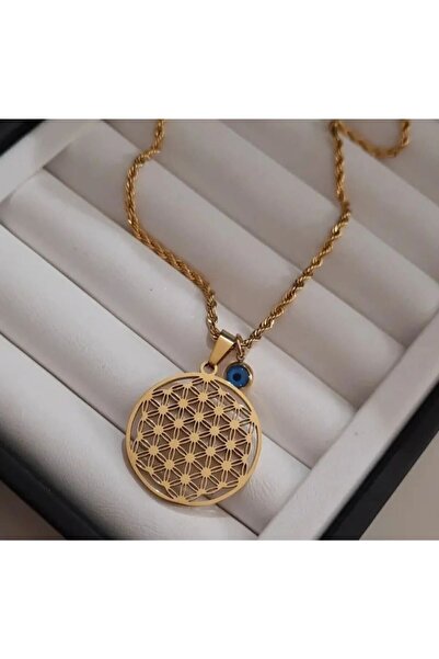 Goldline قلادة نسائية من الفولاذ شجرة الحياة سلسلة اوجير طويلة 60 سم