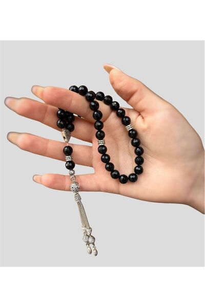 Asya Gems Mărgele de rugăciune din piatră naturală onix fațetată, tăiate în f...