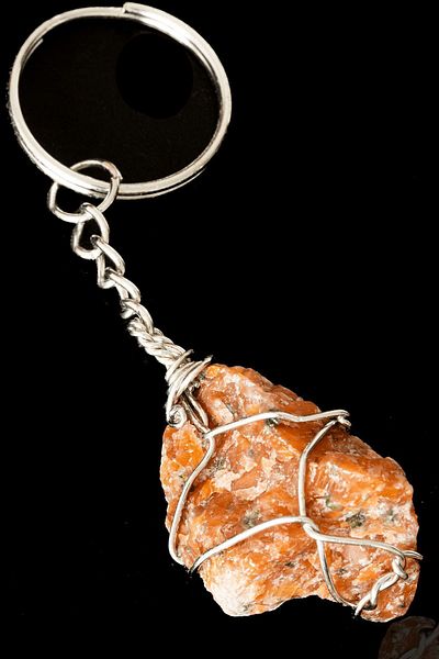Tesbih Atölyesi Certified Raw Unprocessed Wire Wrapped Sunstone Keychain