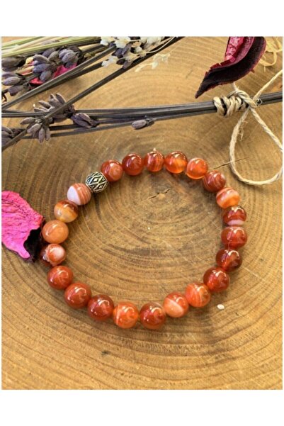 badeaccessories Sertifikalı Karnelyan Akik Doğaltaş Bileklik