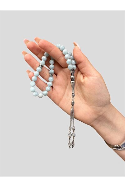 Asya Gems 8 mm Küre Kesim Akuamarin Doğal Taş Tesbih