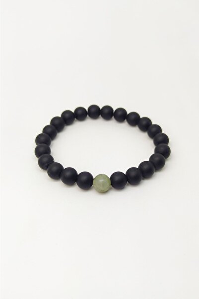 Armis Labradorite Matte Onyx - Unisex Black Single Stone Natural Bracelet
