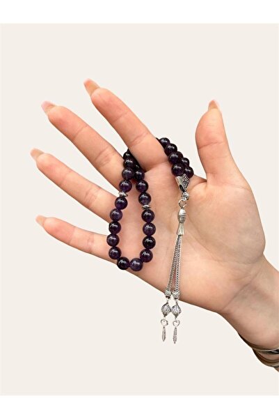 Asya Gems Mărgele de rugăciune din piatră naturală ametist, tăiate în formă d...