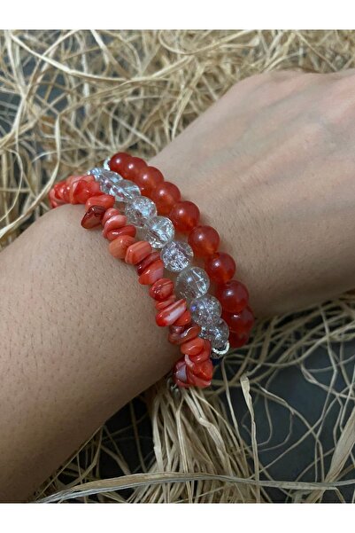 Melek Bozkurt Dogal Taş Kombin Bileklik Necef Taşı Akik Taşı Kırık Taş Mercan...