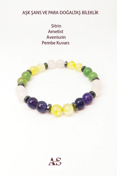 Armis Love Luck And Money Bracelet 8 mm Mixed Natural Stone Bracelet