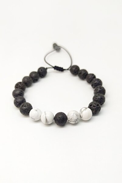 Armis Howlite Stone Natural Stone Macrame Braided Unisex Adjustable Bracelet