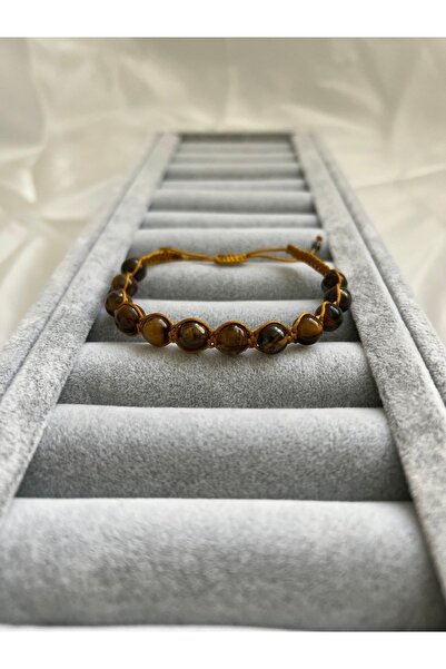TAKIMİLLA 8mm Macrame Hand Knitted Natural Stone Bracelet with Turtle Eye Stones
