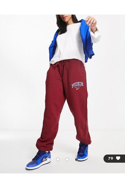 Nike Sportswear Phoenix Fleece High Waisted Oversized Bordo Kadın Eşofman Altı