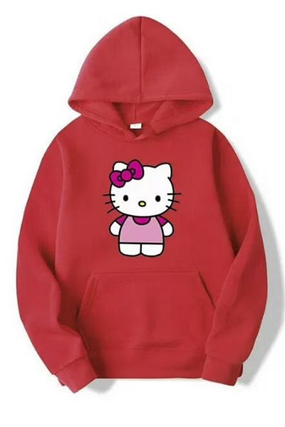 LA GULER Hello Kitty Printed Sweatshirt 3 Yarn Cotton Sardin Unisex Hoodies