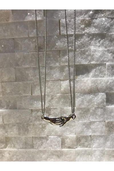 Panda Hand Lover Friend Couple Necklace with Magnetic Clip