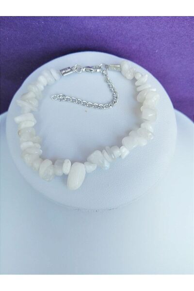 Gena stone Ay Taşı Bileklik - Doğaltaş Takı - Gerçek Aytaşı Kırık Doğaltaş