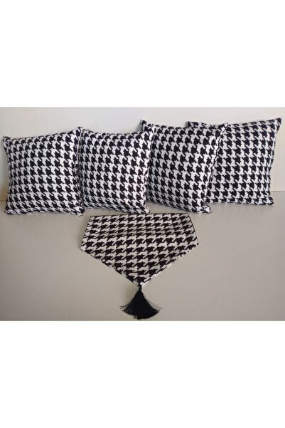 Ayşemce Față de pernă cu model picioare mari de gâscă 4 bucăți 1 alergător