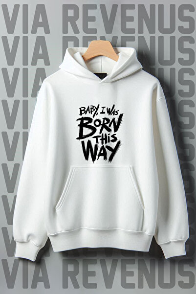 Vordevia Hanorac cu glugă cu imprimeu Baby I Was Born This Way, buzunar cangu...