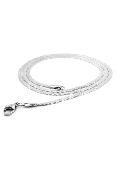 Enesstore Erkek Çelik Zincir Yılan Kolye Yassı Parlak Model 4 Mm 60 Cm