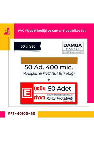 damga market Pvc Arkası Yapışkanlı Raf Önü Fiyat Etiketliği + Silinebilir Ecz...