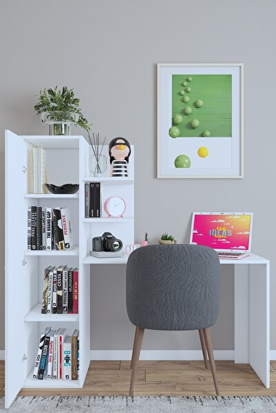 dekoronya Luna Dolaplı Sağa ve Sola Kurulabilir Çalışma Masası