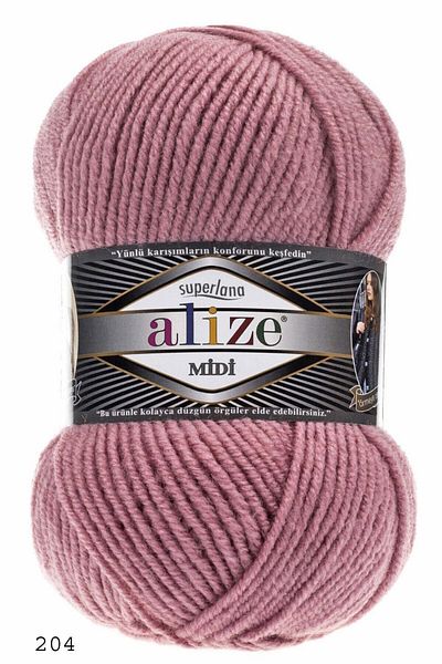 Alize pink Superlana Midi - 204 Hand Knitting Thread vest and Cardigan Thread