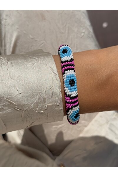 PAYE JEWELRY Pembe Göz Desenli Kum Boncuk Bileklik