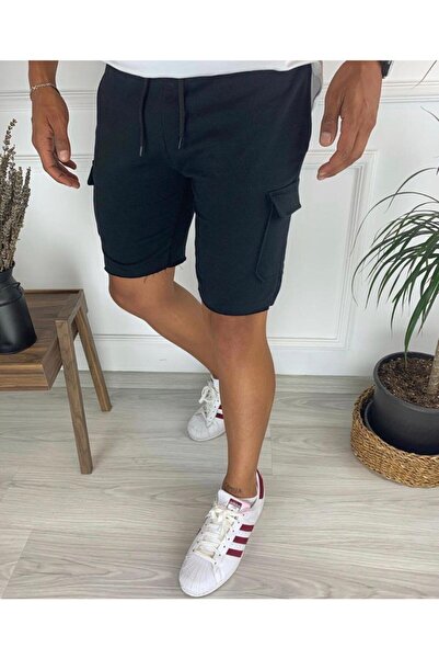 OTAKU Erkek Siyah Kargo Cepli Şort