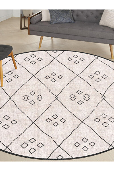 blcmoda Modern Design Woven Base - Washable Non-Slip Runner Rug, Round Carpet Rug-309