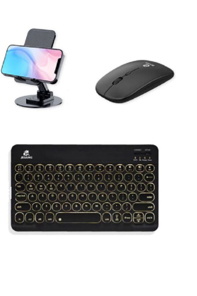 İlkDağ Klavye Mouse Ve Tablet Telefon Tutucu 3 in 1 SET Bluetooth Klavye Mous...