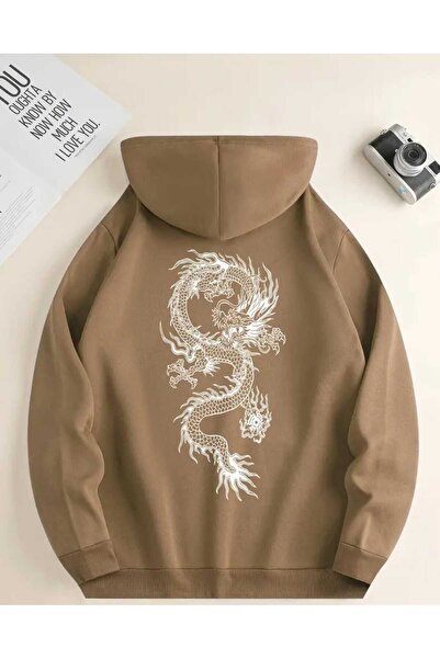 oneagılyazı EJDER SIRT BASKILI KAPİŞONLU SWEATSHİRT
