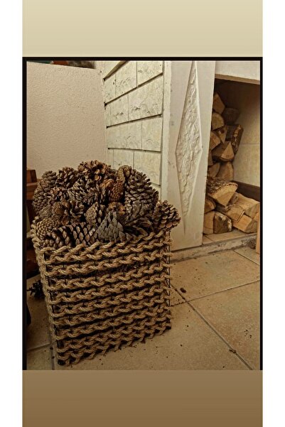 Egindra Ψάθινο Γωνιακό Καλάθι Απλύτων με Σχοινί και Οργανωτή Αποθήκευσης