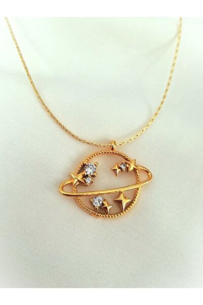 Judas Takı Gold Starry Saturn Women's Necklace