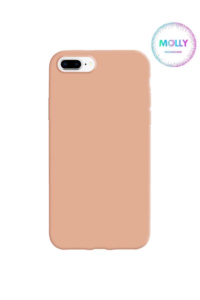 Molly غطاء حماية من السيليكون المخملي باللون الوردي الرملي لهاتف iPhone 8 PLUS