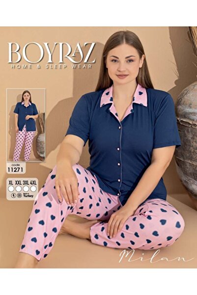 BOYRAZ BÜYÜK BEDEN GÖMLEK YAKA YAZLIK EV GİYİM