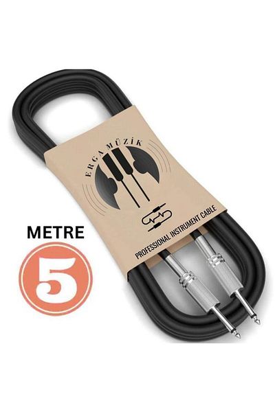 Erga Müzik Cablu jack pentru chitară de 5 m - Legare bas electro-acoustic, vioară, compatibil cu amplificator și mixer