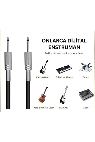 Erga Müzik كابل جاك جيتار بطول 5 أمتار - ربط باس صوتي كهربائي، متوافق مع كمان الكمان، أمبير وخلاط