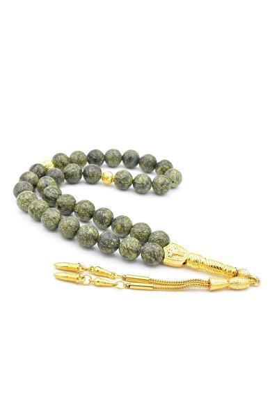 Murty99 Mărgele de rugăciune din piatră serpentină naturală autentică de 10 mm