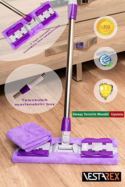 Genel Markalar 1 Yedek Bezli Yer Mopu Duvar Fayans Cam Temizlik Mikrofiber Ma...