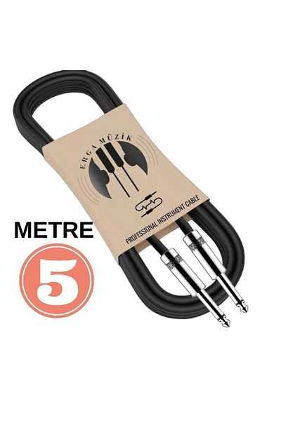 Erga Müzik Cablu jack pentru chitară de 5 m - Legare bas electro-acoustic, vioară, compatibil cu amplificator și mixer