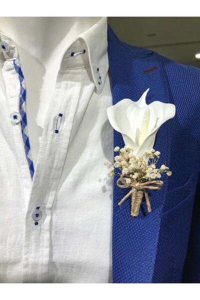 araslar Gala Beyaz Yaka Çiçeği - Damat Çiçeği - Sağdıç Çiçeği – Yaka Iğnesi